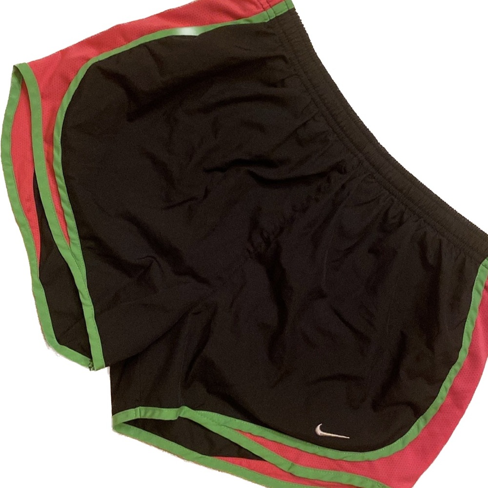 Women’s Nike Dri fit shorts in black with pink and lime green size medium